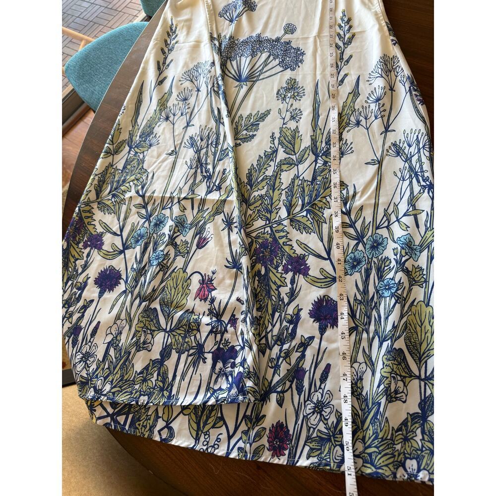 Unbranded White Blue Floral Sleeveless Trapeze Maxi Dress L Romantic Boho - Picture 5 of 5